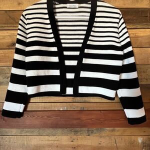 Calvin Klein Women's Black and White Striped Cardigan